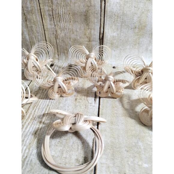 Vtg Wicker Butterfly Napkin Rings Set of 8 Spring Table (j) - Picture 5 of 6
